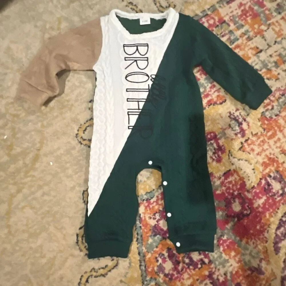 Baby Boy “Little Brother” Romper – Size 9-12M